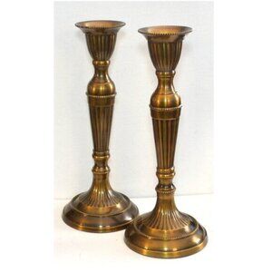 Pair Of Brass Candleholders Room Decor Accents
